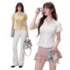 Áo sơ mi chấm bi, tay bí phồng, cổ lá sen, thiết kế THELSTUDIOS